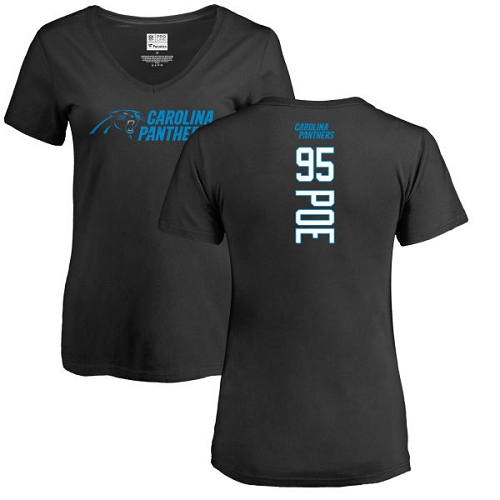 Carolina Panthers Black Women Dontari Poe Backer NFL Football #95 T Shirt->nfl t-shirts->Sports Accessory
